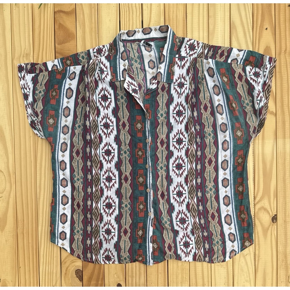 Tcpestry Ladies Short Sleeve Southwest Tapestry Shirt Button Down **Read Details